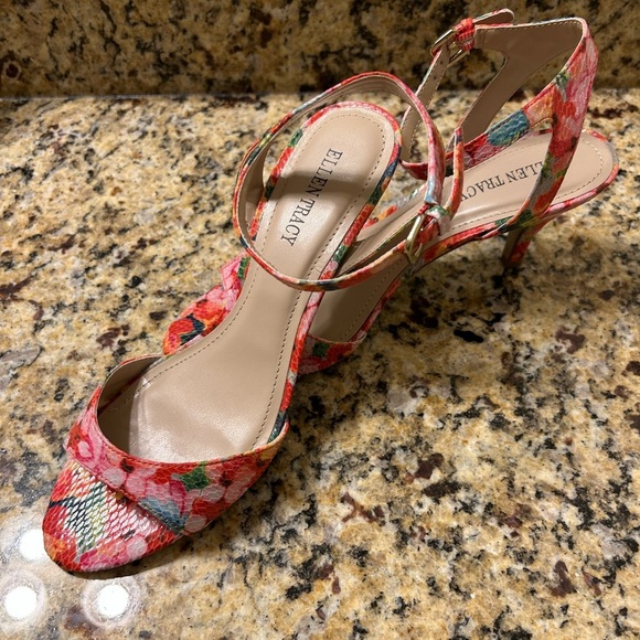 Ellen Tracy Floral Sandals - Pink and Green - Picture 2 of 6